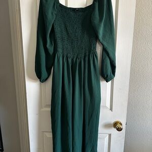 Elegant Green Long Sleeve Dress